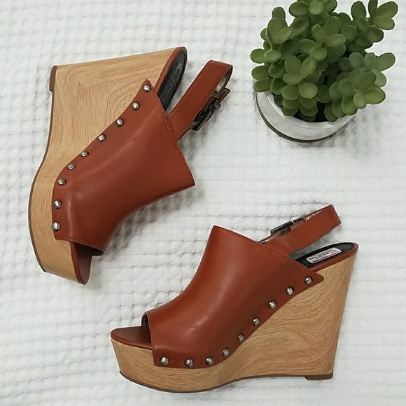 Sam Edelman Shoes - Sam Edelman Circus Brown Studded Wedges Wood